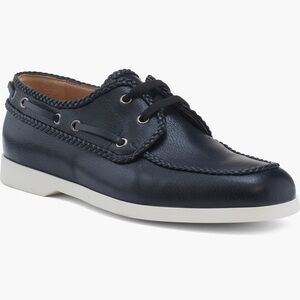 Valentino Garavani Dark Blue Leather Boat Shoes
